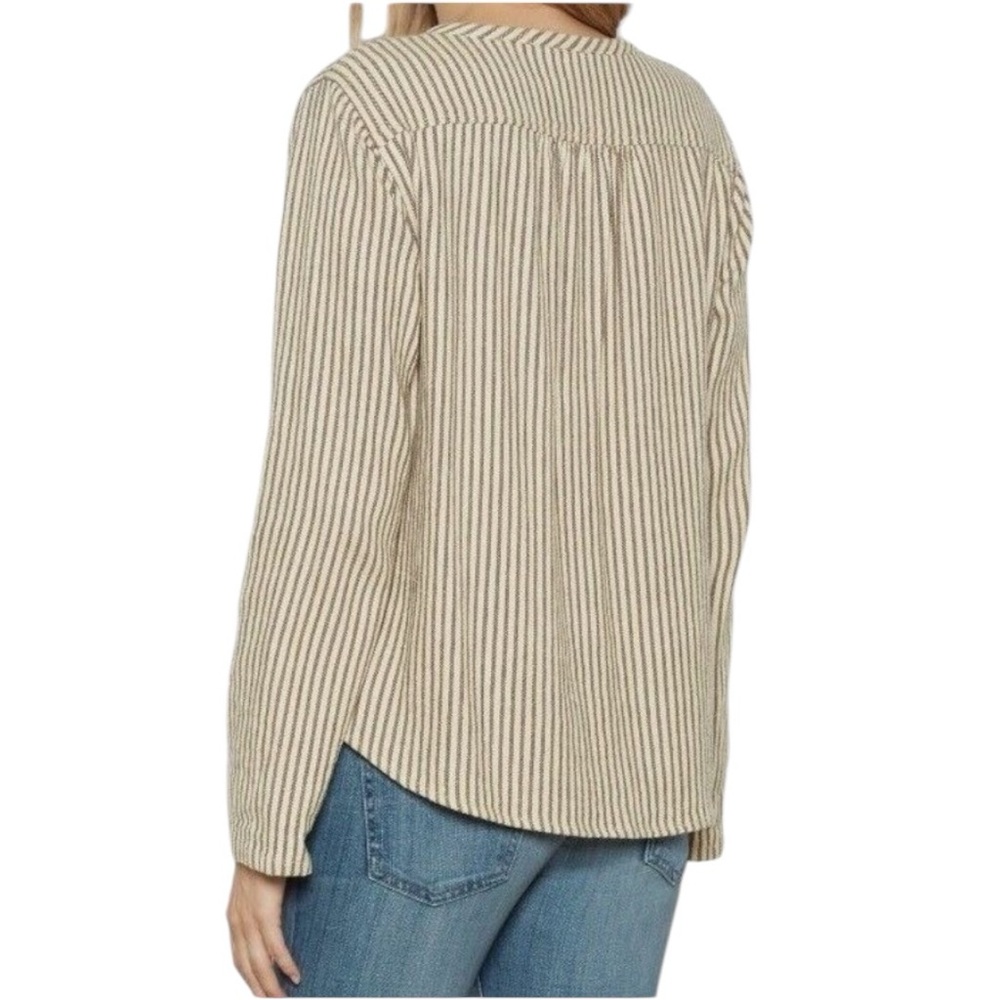 Current Elliott The Retreat Striped Atlas Long Sleeve Henley in Natural Size 1 - Picture 3 of 8